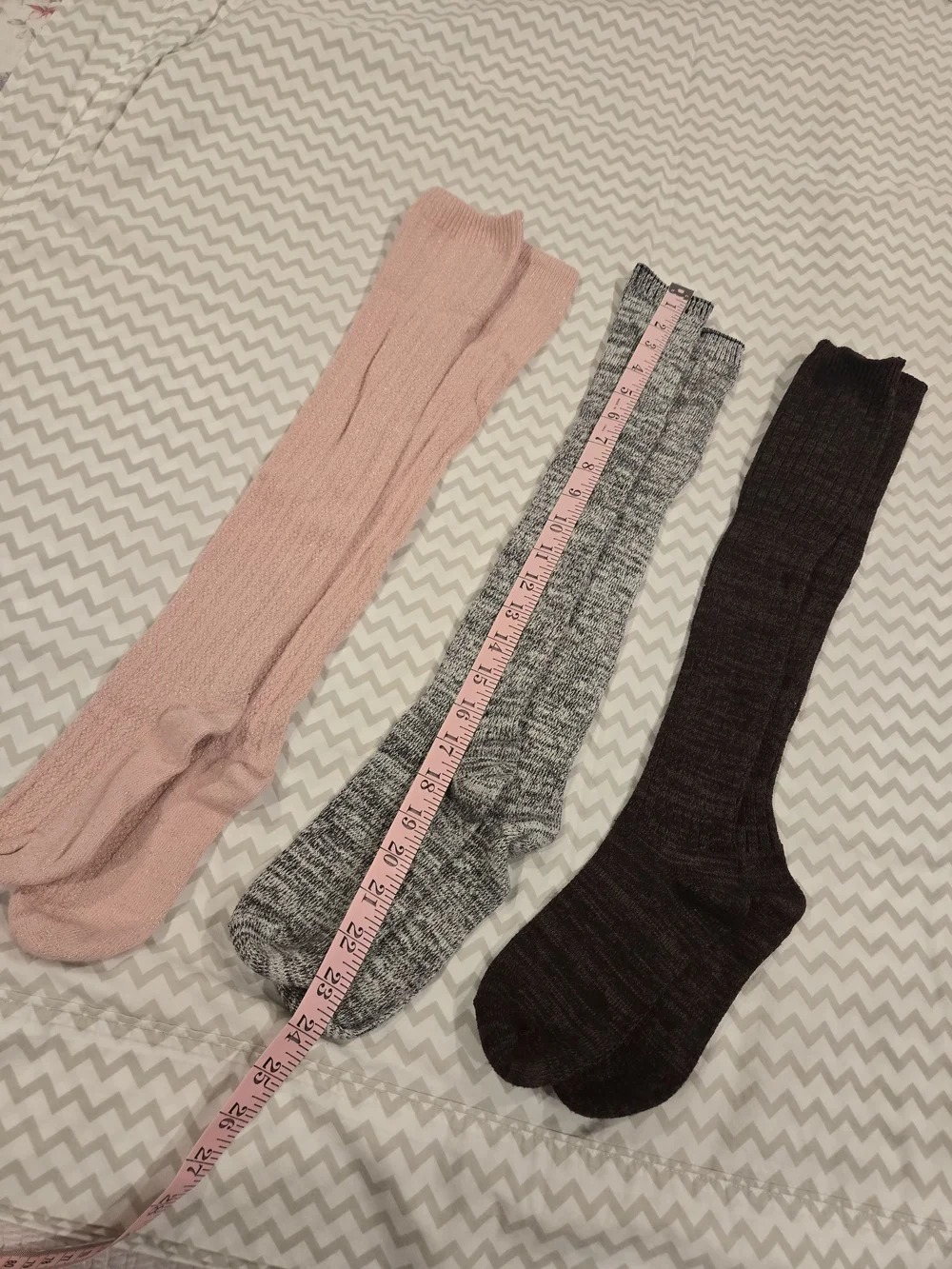 Lot Of 3 - Women's Knee-High Ribbed Socks - Pink, Gray & Black (3-Pack)